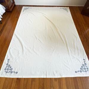 Martha Stewart Blue Floral Embroidered Cotton Tablecloth